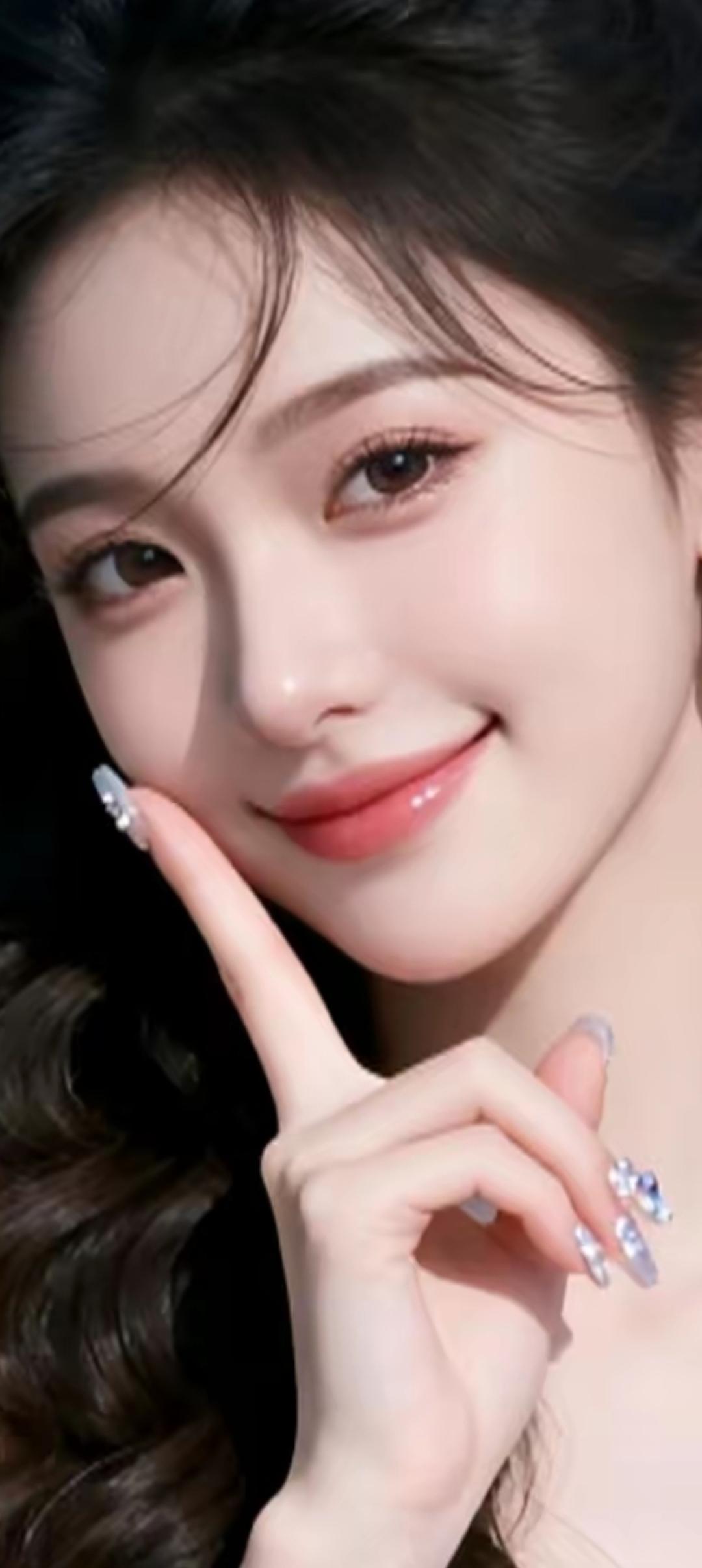 甜美笑容，指尖轻触，少女心满满！💖✨
