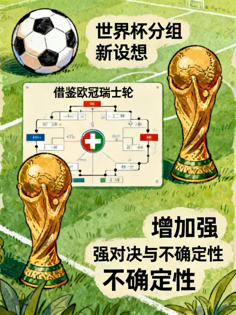 世界杯 48 支强队，应该向欧冠学习，
分 3 档，每档 16 个球队。
按照瑞