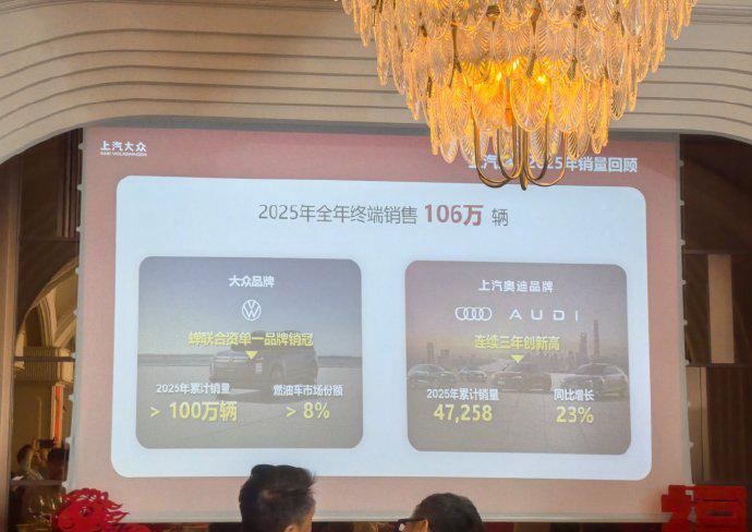 今天上汽大众家宴上分享了2026年产品交付规划，涉及上汽大众与上汽奥迪双品牌，快