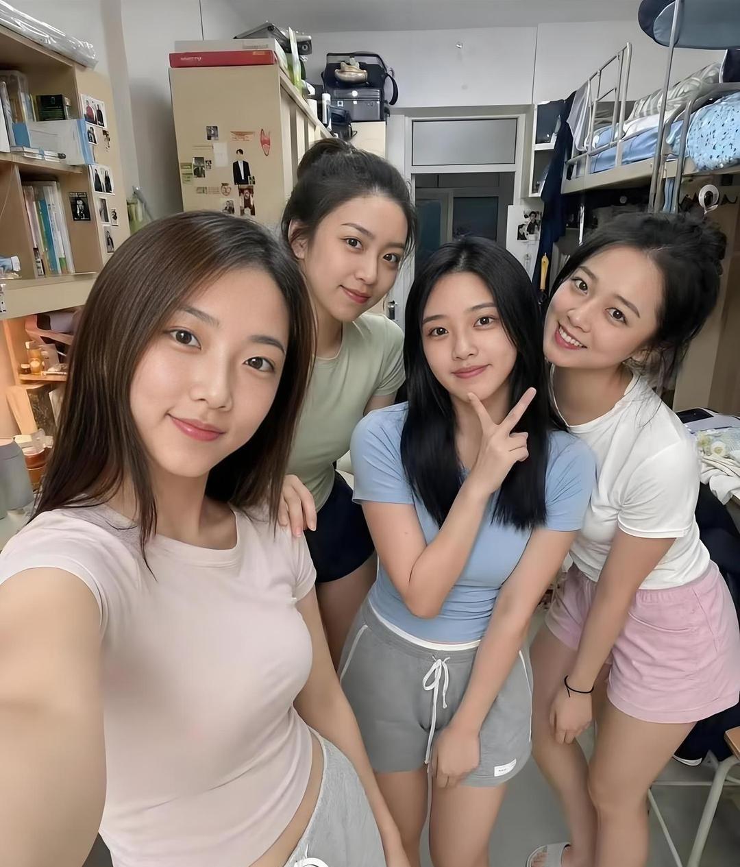 她们四个里，哪个是校花啊？