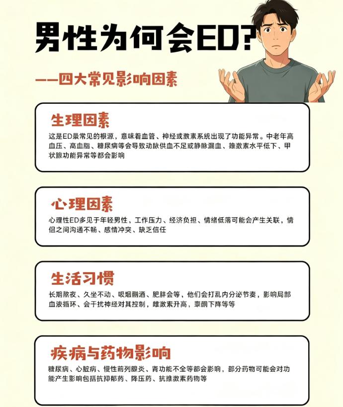 男性为何会 ED？不止肾虚，4 大影响因素一次性讲清