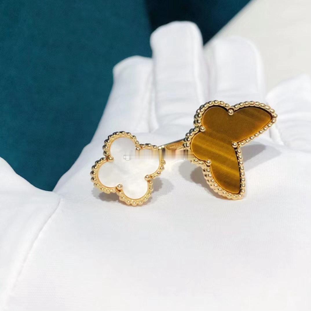 停留在指尖的仙气 虎眼石白贝母开口戒指💍 