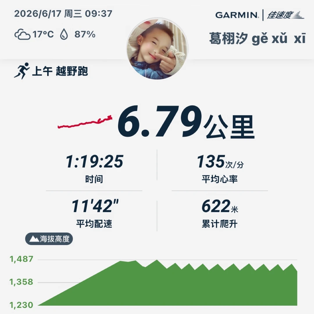 距离短 但爬升大呀