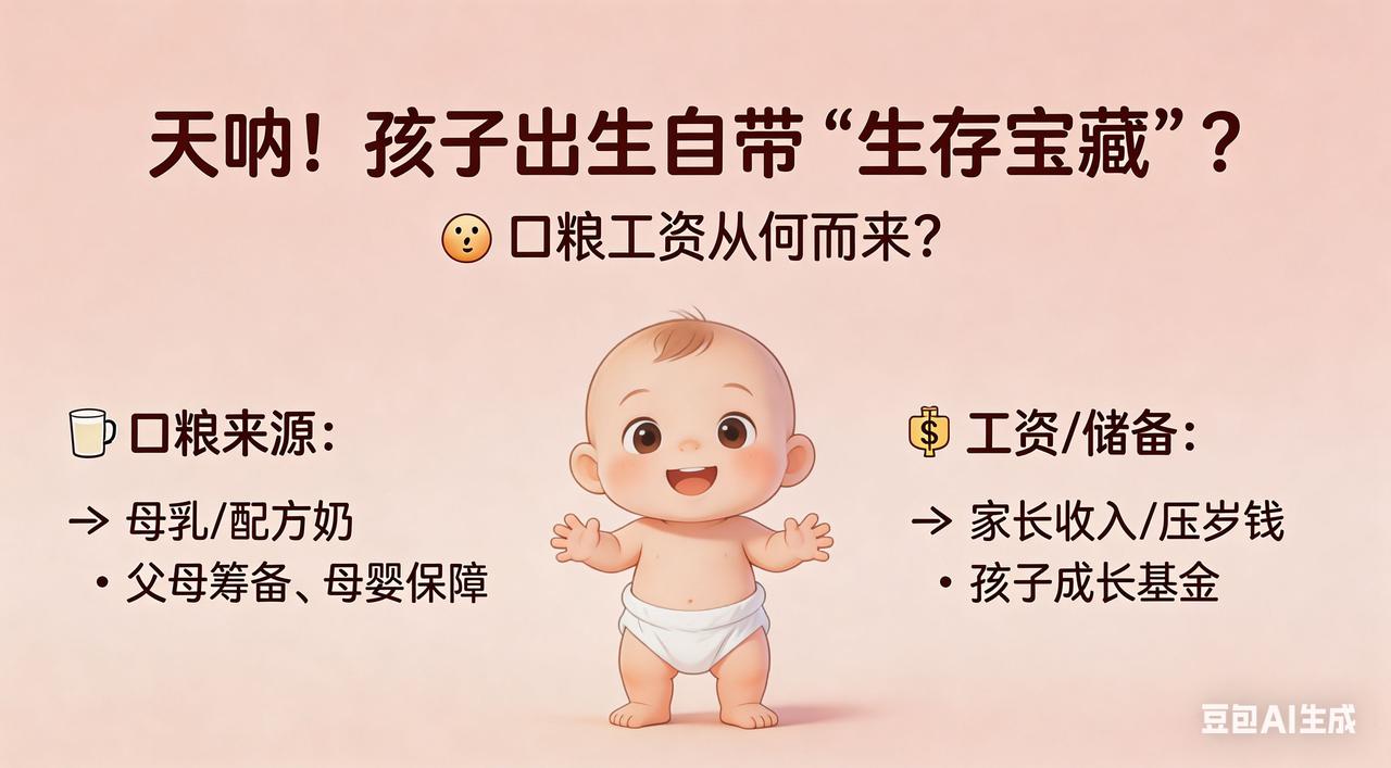 天呐！孩子出生自带“生存宝藏”，口粮工资从何而来？

孩子“自带口粮与工资”？揭