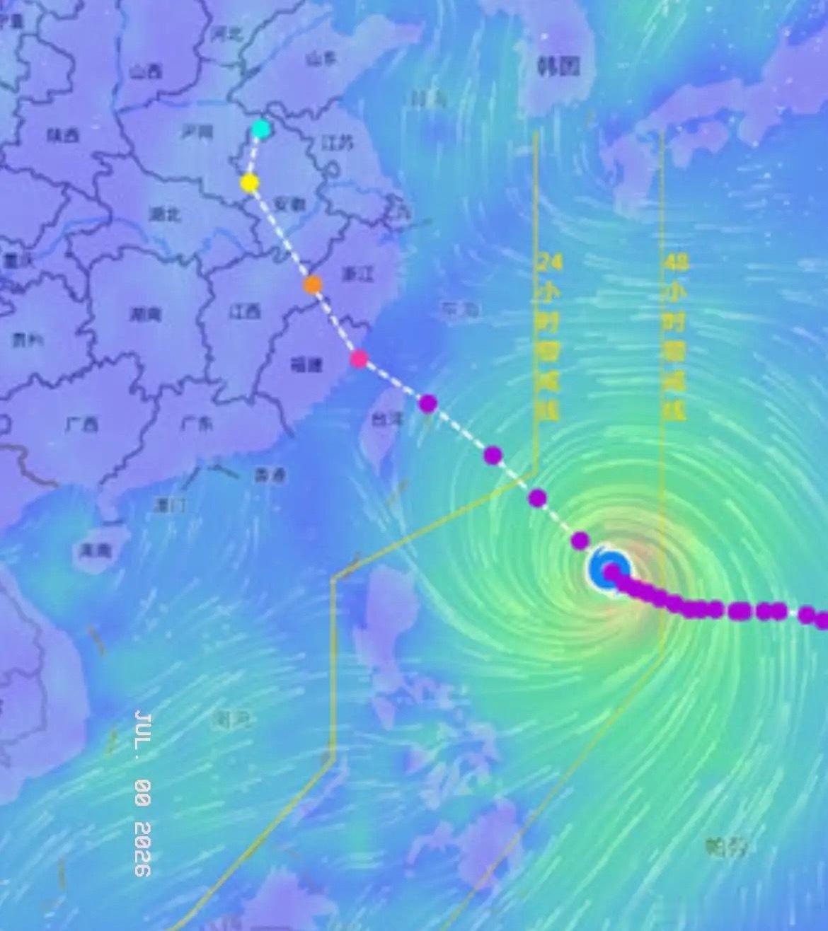 超强台风“巴威”最强旋风将完美避开江苏，即日起台湾、福建、浙江、安徽等地将先后遭