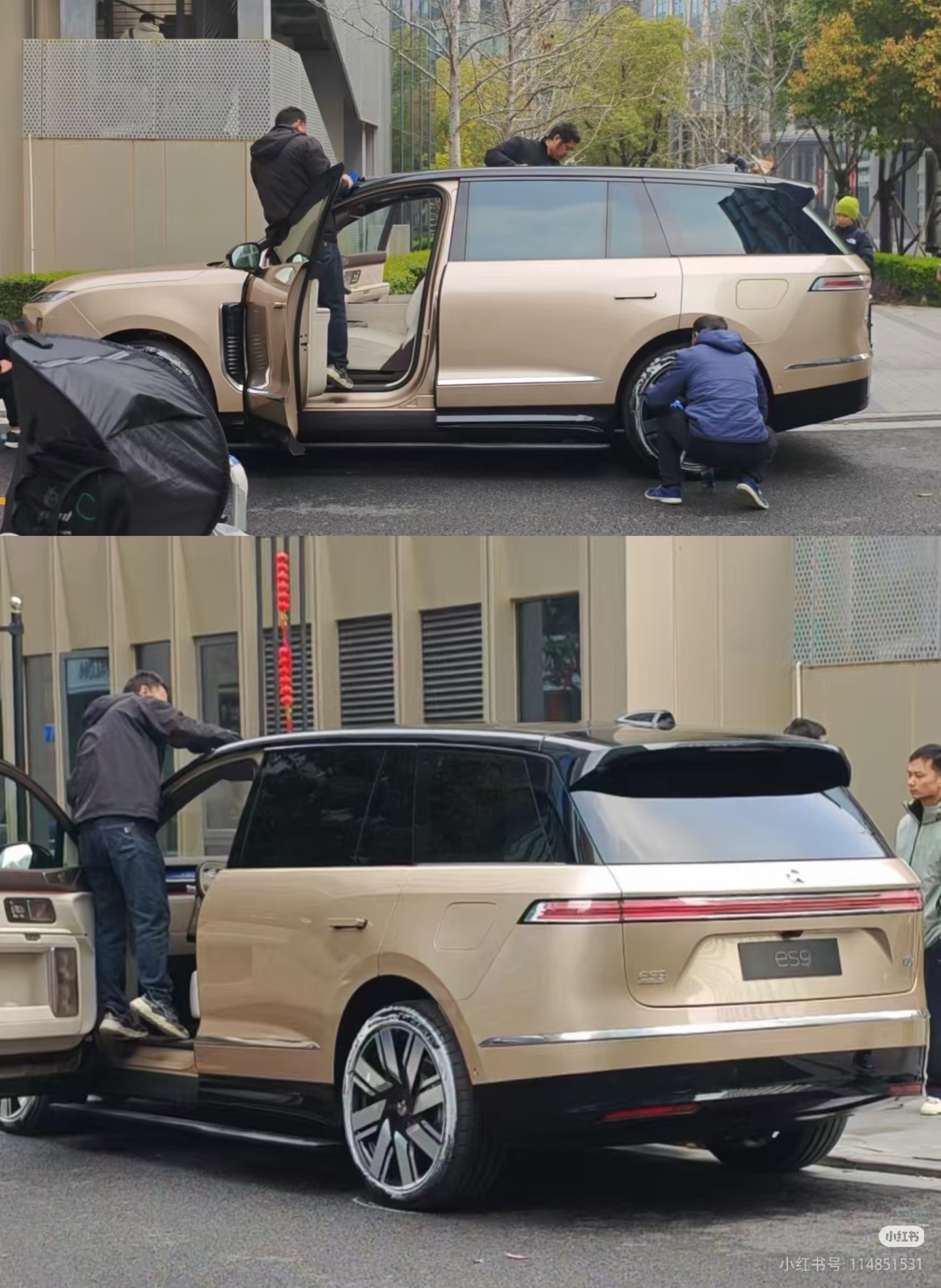 这大金胖纸，线条比ES8硬朗许多，机盖高耸入云，身高体长的，各位老板可以动手了。