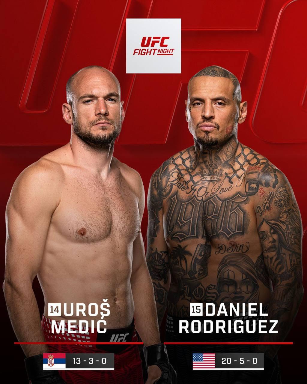 UFC首届贝尔格拉德站赛事头条主赛，主场作战的乌罗什·米契奇首回合仅仅30秒TK