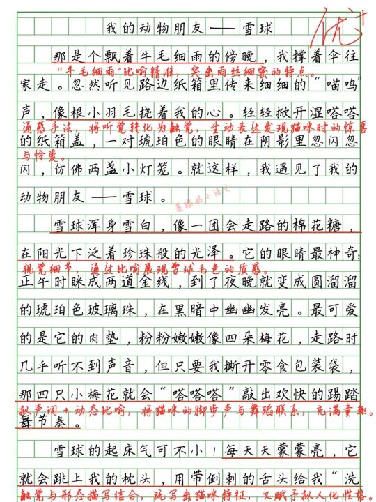 四下第四单元习作《我的动物朋友》