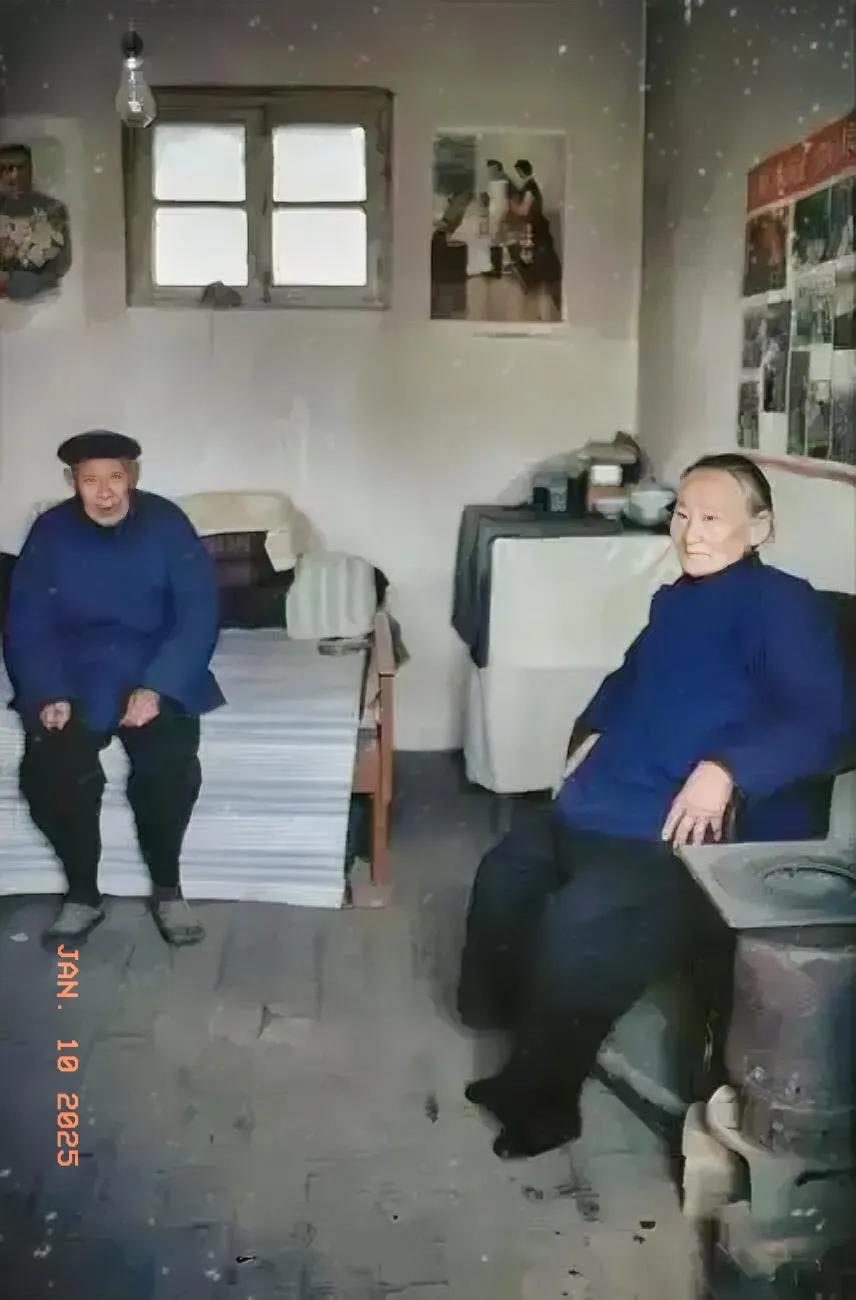 上世纪70年代
一对老夫老妻在家中静静的坐在床上和椅子上，心情极为平静房间里安静