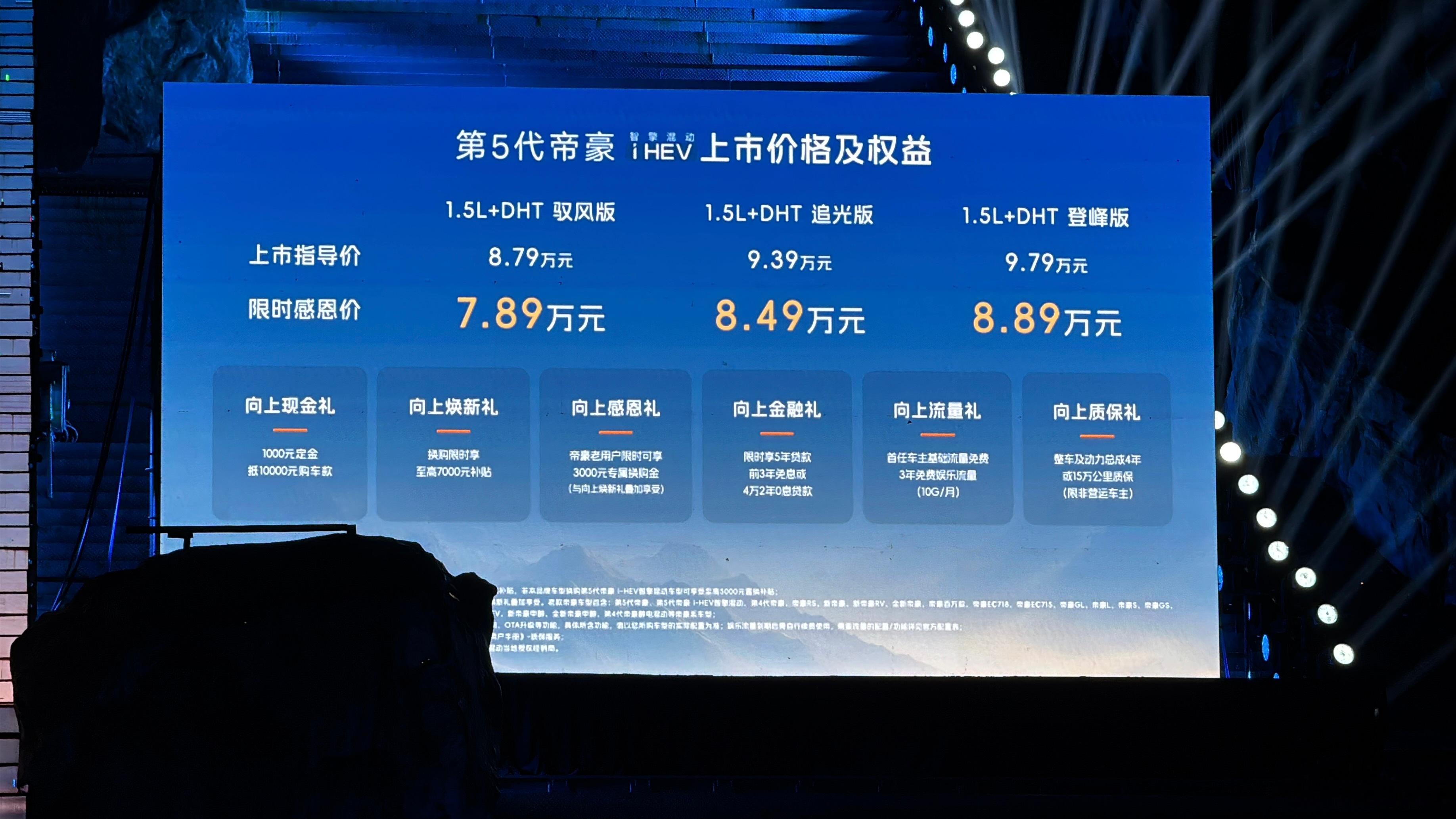 第5代帝豪 i HEV智擎混动版提供3款配置，限时价格7.89万到8.89万元新