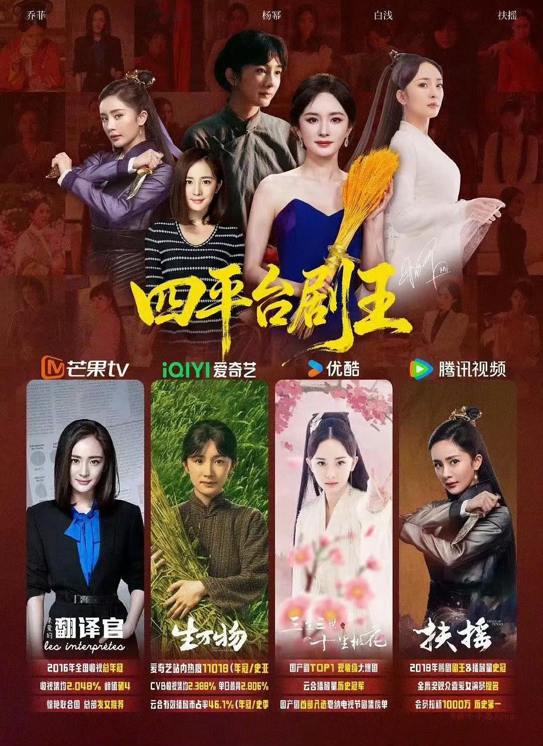 杨幂拥有四大平台剧王👑！ 