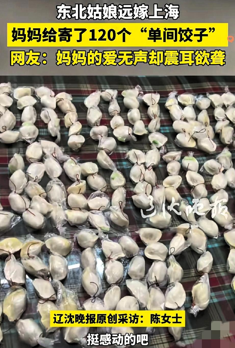 东北妈妈给远嫁上海的女儿寄120个“单间饺子”，看完直接泪目！
 
东北姑娘远嫁