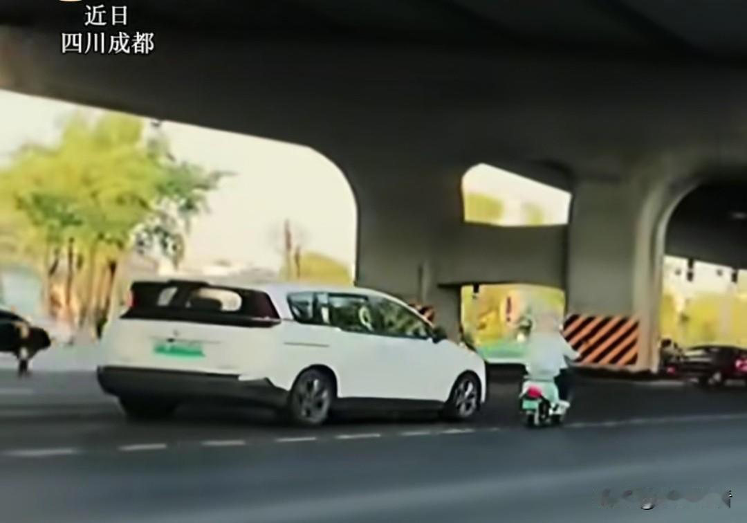 近日成都一名骑电动车的女士实在太过任性，骑着车跑到机动车道里随意来回连续变道，不