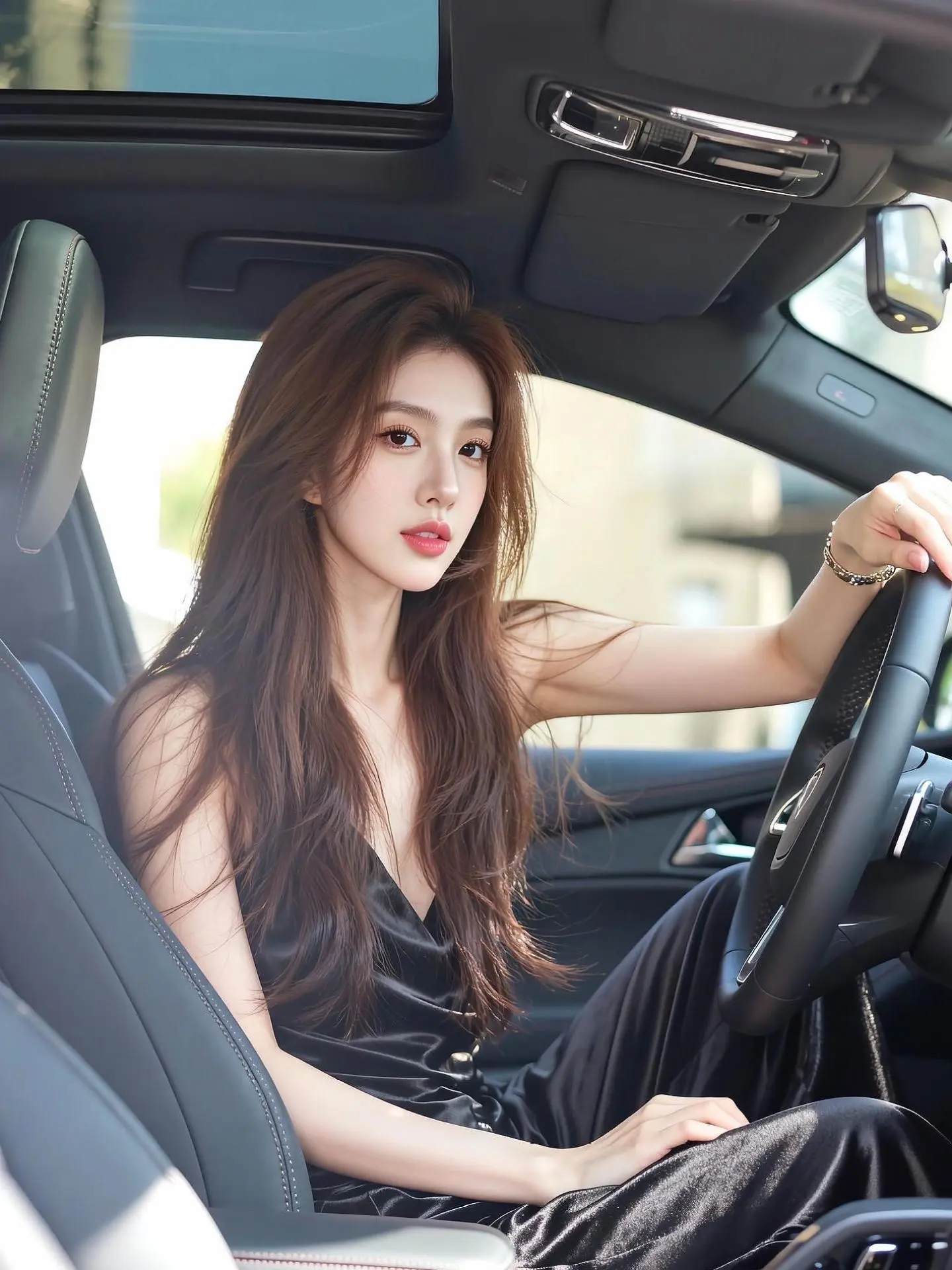 AI低胸车内照 ai创作 玩法合伙人计划 随变一拍都很夯 韩系姐姐妆