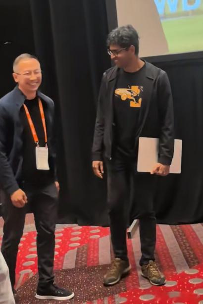 阿肖克和刘先明在CVPR  “偶遇”纯视觉的2位世界顶流ai操盘手，真的很羡慕他