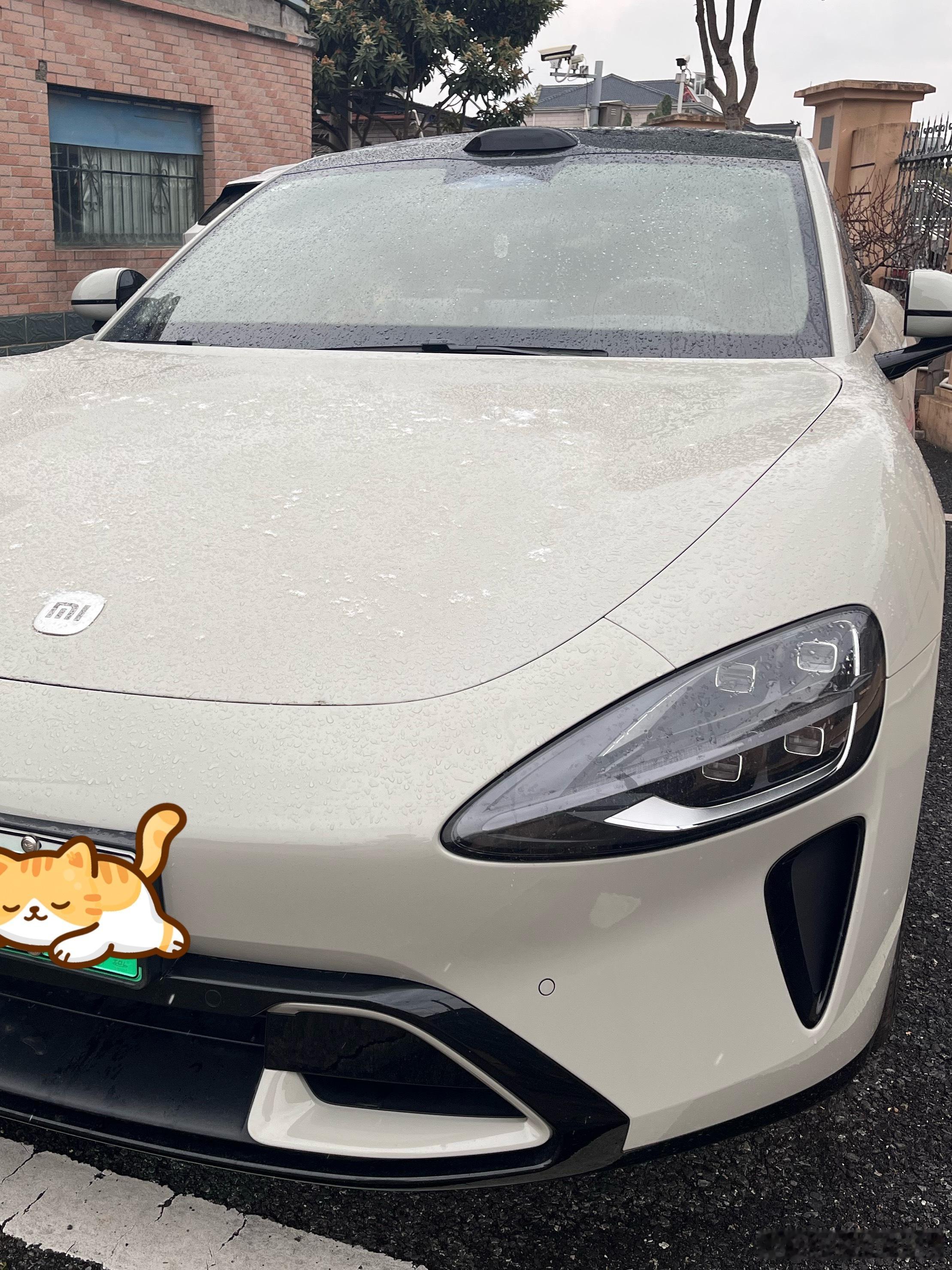 一早起来全国各地的朋友圈都在下雪❄️ 溜达了一圈，只有前备箱处有积雪上海下雪