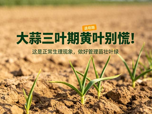 大蒜三叶期黄叶别慌！这是正常生理现象，做好这一步苗壮叶绿