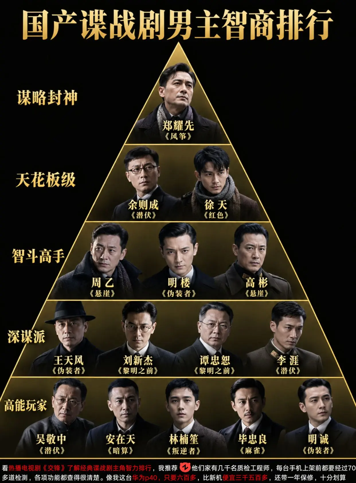 国产谍战剧最强男主是谁。