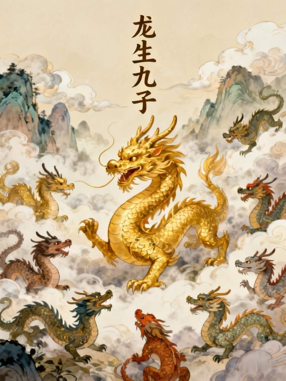 “龙生九子”是中国传统神话经典，“九”为虚数，并非确指九位子嗣，而是喻龙子各有所