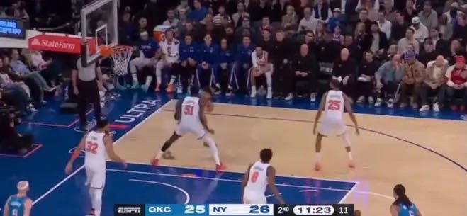 雷霆vs尼克斯第二节 雷霆一波流 半场领先尼克斯，快来一起看看！ 