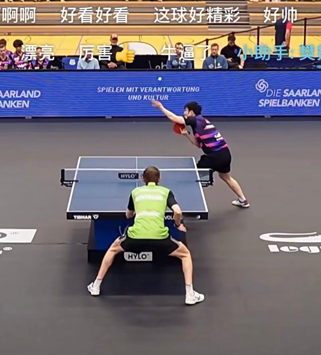 德甲21轮小胖3:2战胜伯特兰。对方的技术很有特点，可能是球台比较滑，小胖发球经