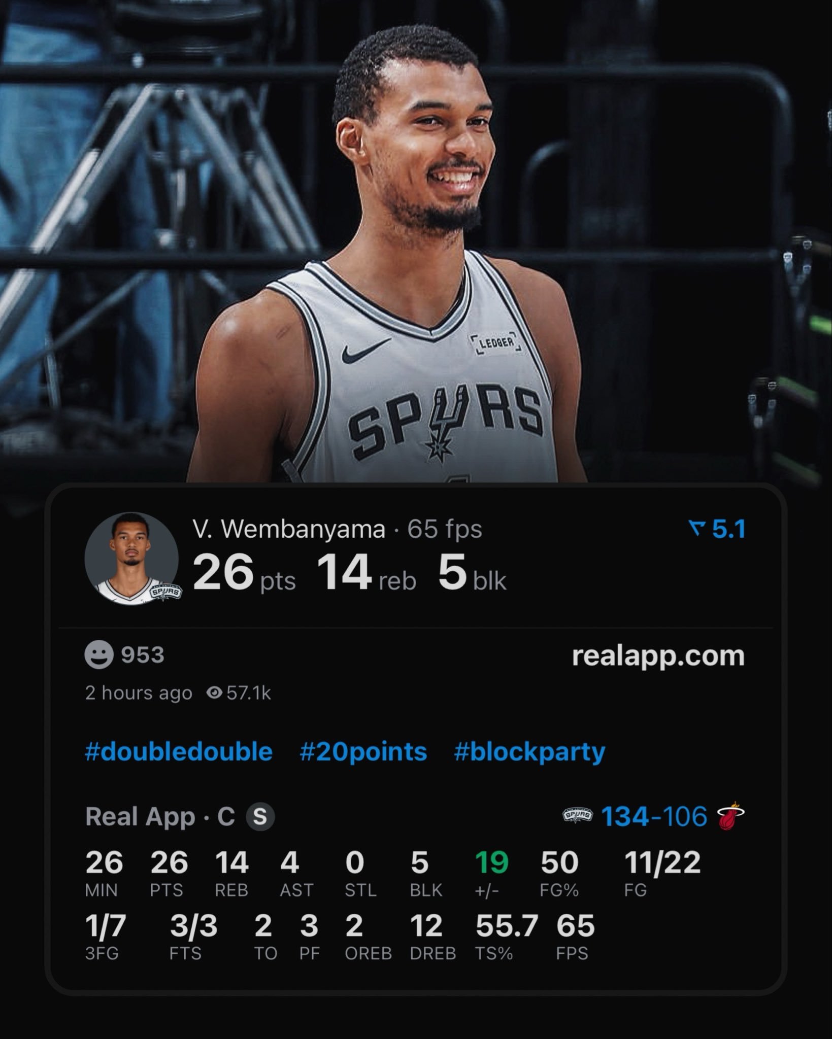 热火在阿德巴约83分之后，1胜5负。今天面对马刺，阿德巴约17中5拿18分3篮板