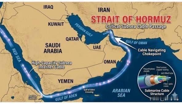伊朗刚刚公布了一张穿越霍尔木兹海峡的海底互联网光缆详细地图，并称这些光缆极易受到