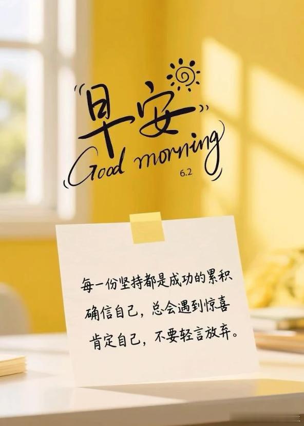早安！每一份坚持都是成功的累积相信自己，总会遇到惊喜肯定自己，不要轻言放弃！金油