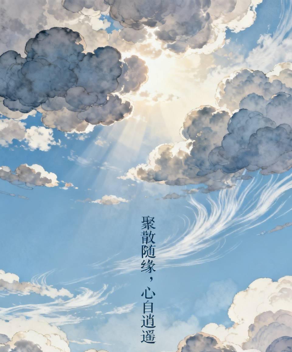 云的散•聚散随缘，心自逍遥。 ️
云聚成峰，风来则散，从不执着于某一形态。它不抗