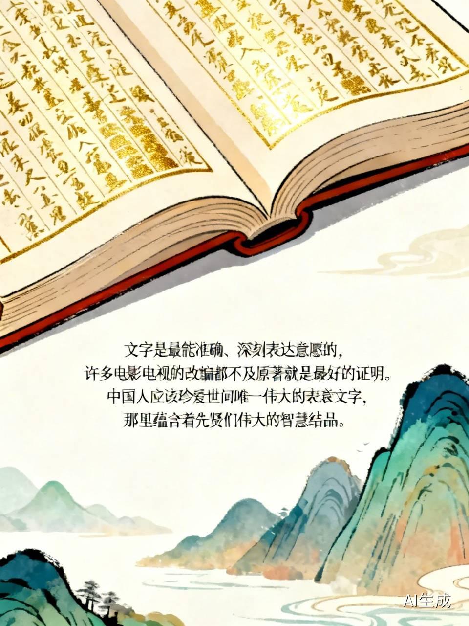 文字是最能准确、深刻表达意愿的，许多电影电视的改编都不及原著就是最好的证明。
中