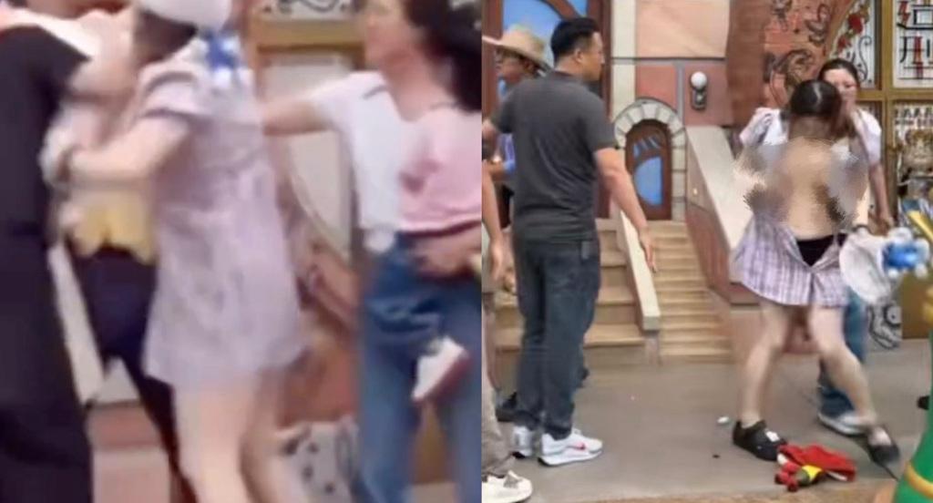 上海迪士尼合照"女童突闯镜"爆斗殴!她胸器炸开网暴动。近日恰逢“六一儿童节”，众