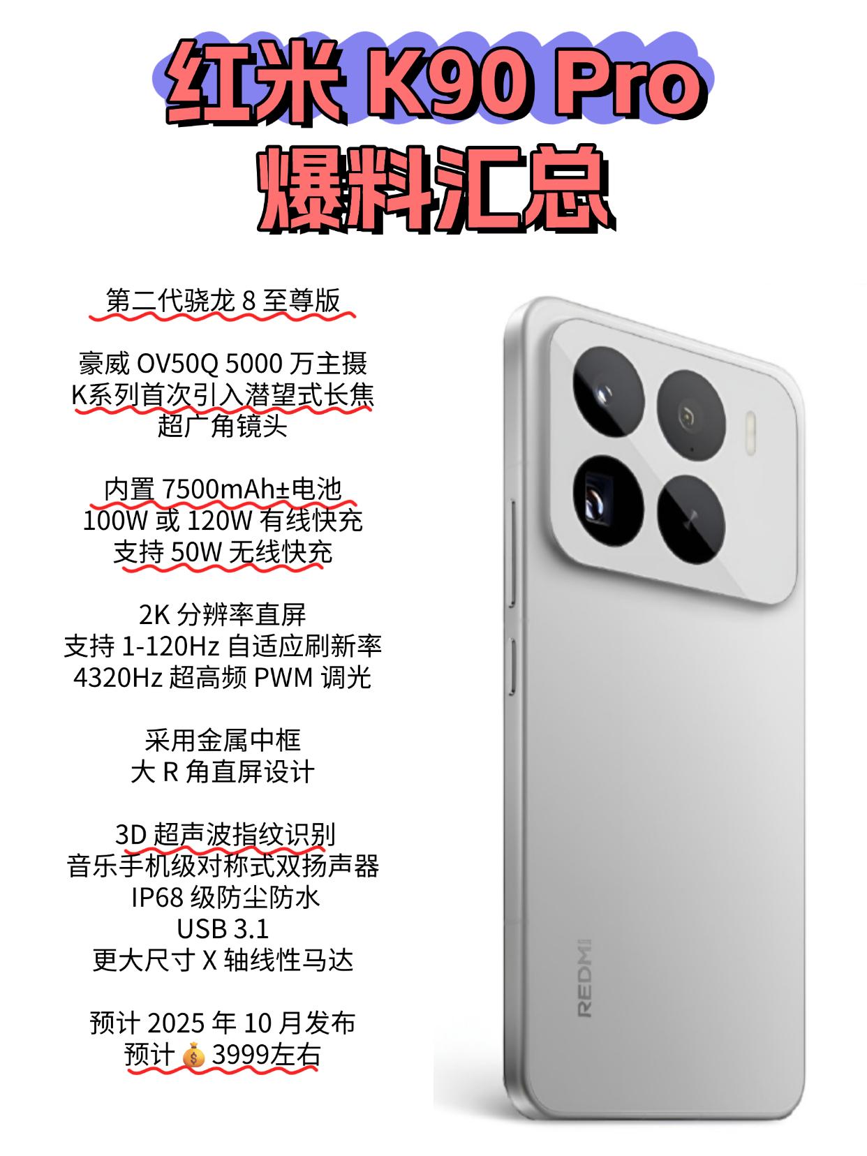 红米K90 Pro爆料汇总，这不得卖爆了？？

红米在性价比这块，真的是让友商麻