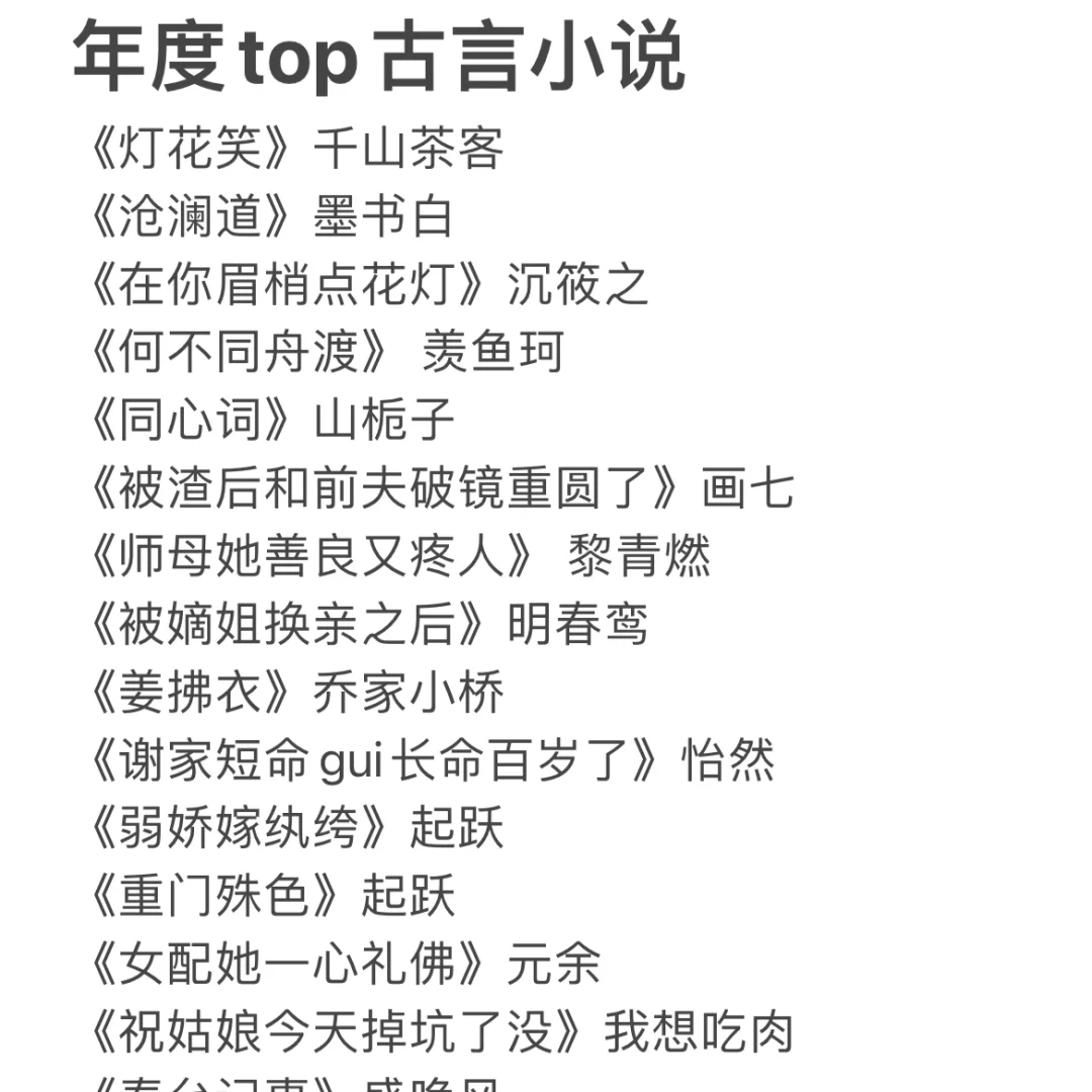 年度top古言小说