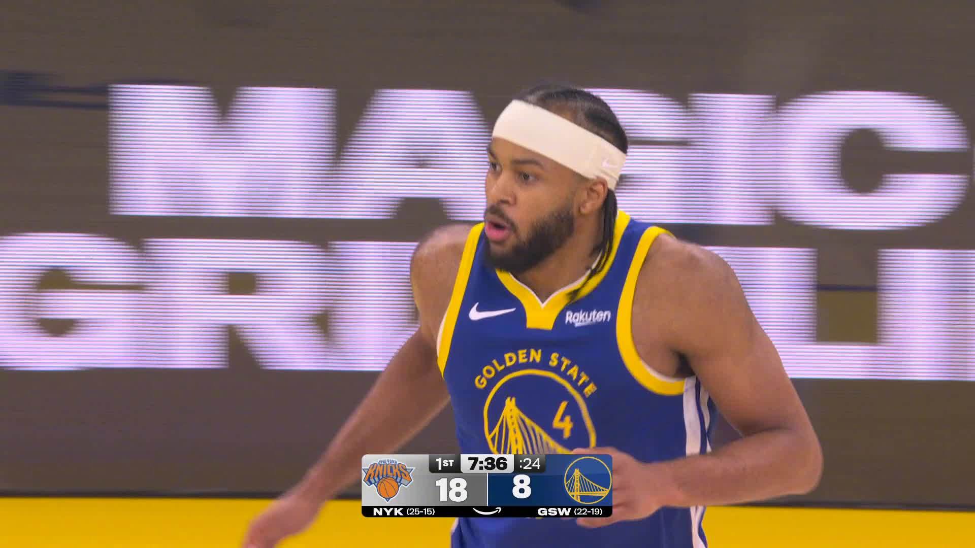 穆迪三分3中3，已拿下9分🎯尼克斯vs勇士