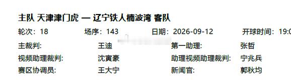 天津津门虎 2026中超 第18轮（补赛） 赛后数据1. 本场比赛是职业化以来，
