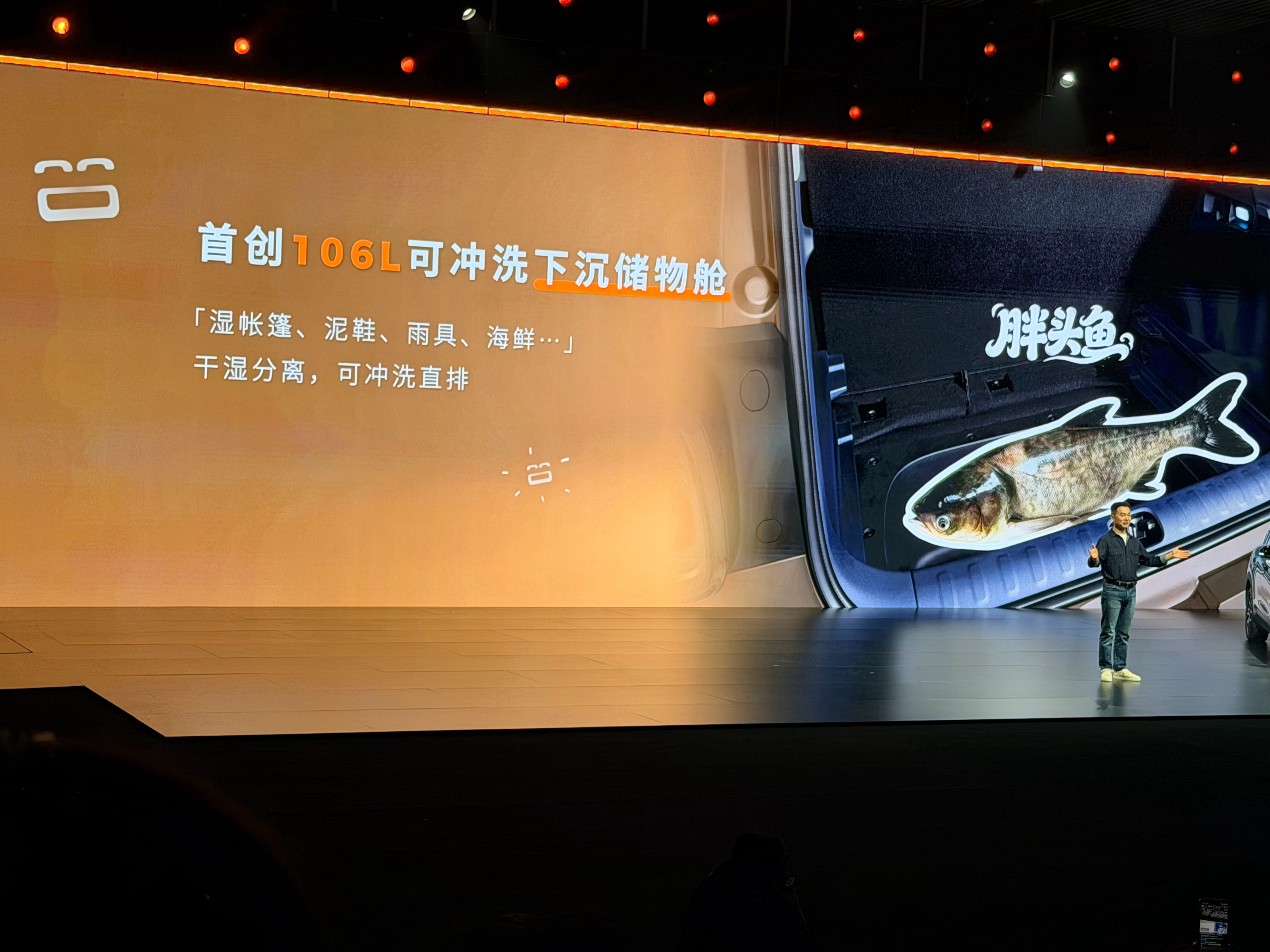 零跑 A10 后备箱的下沉深坑预留了排水口，可以直接水洗。这回老家带鸡鸭鱼，不用