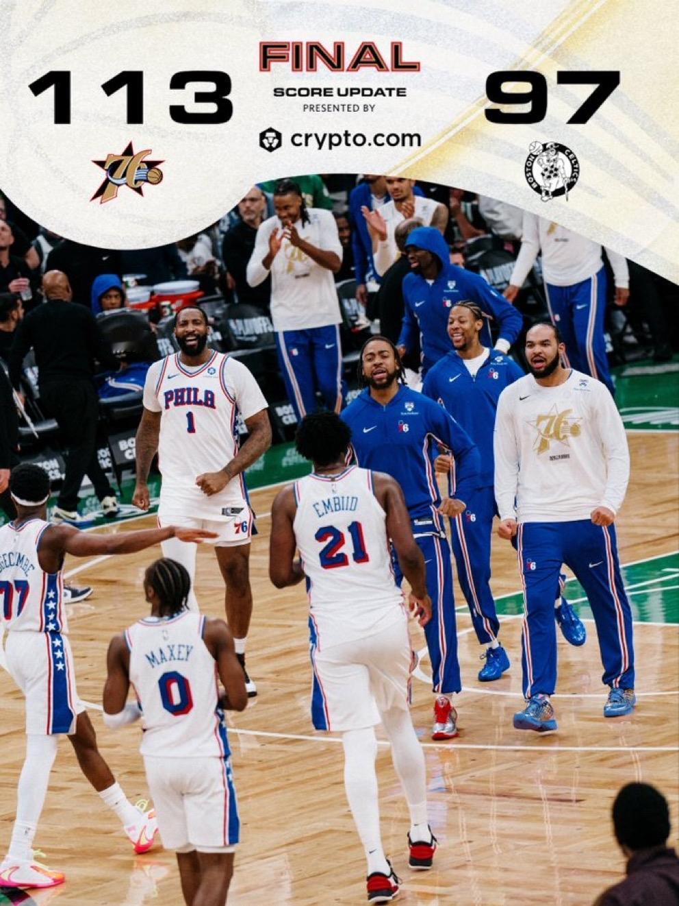 4月29日NBA季后赛战报（3场）：

76人113-97凯尔特人，总比分2-3