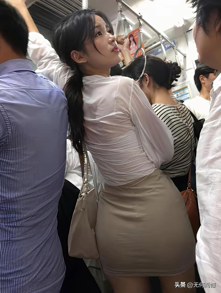 这个女孩真是很漂亮，像这么漂亮的女孩，在公交车上是很少看到的，因为像这么漂亮的女