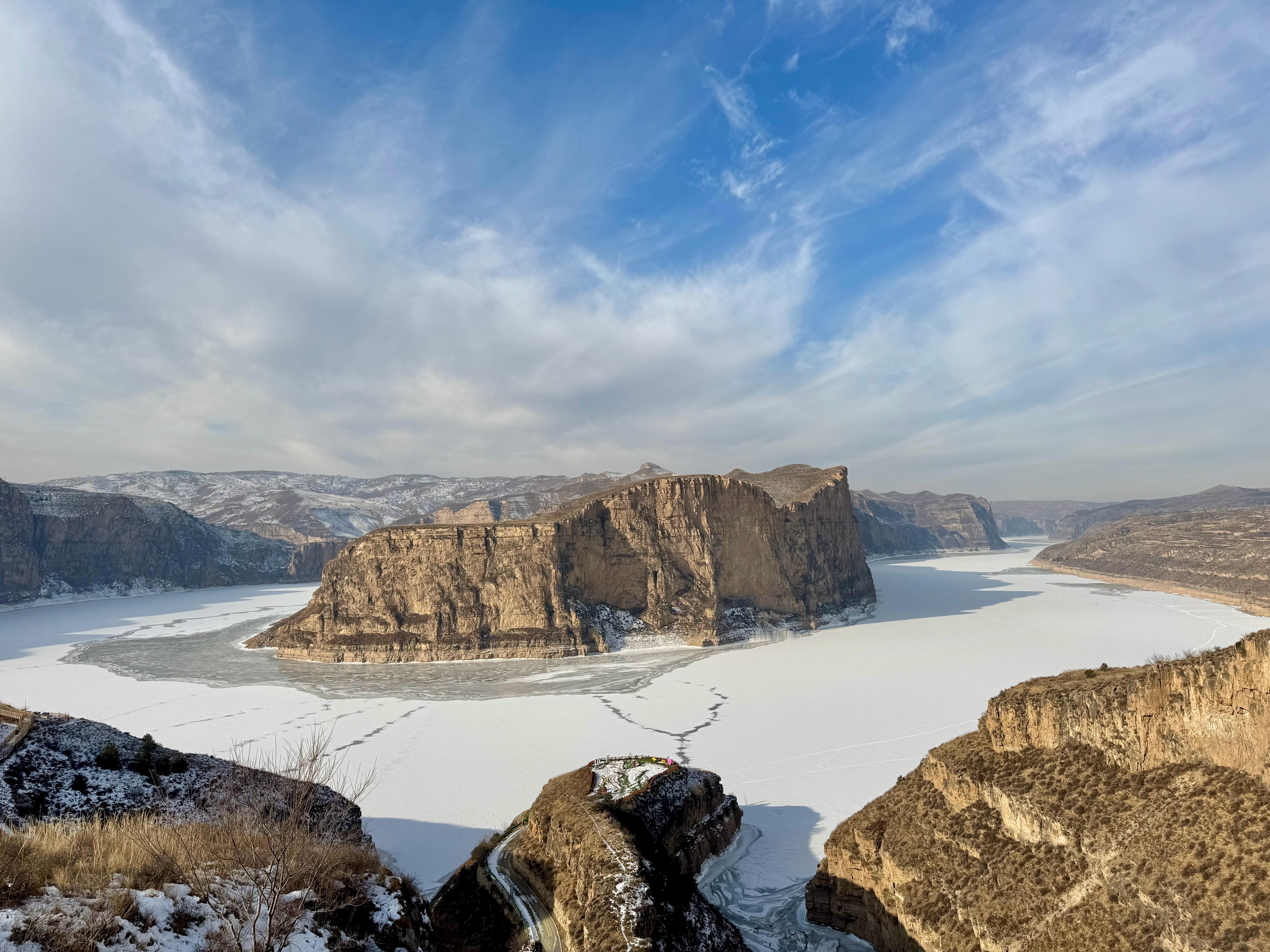 从日出到日落🌄结冰的黄河太美啦 呼和浩特·大乐之野·黄河大峡谷