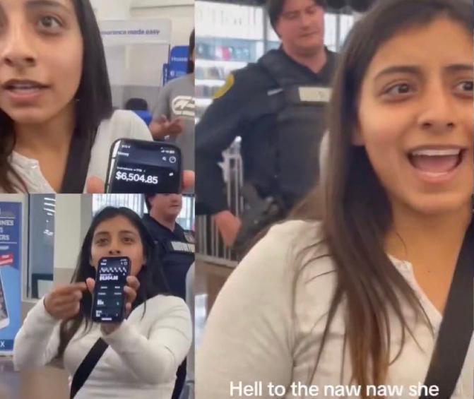 这名女子在沃尔玛排队时，被人骂“穷鬼”，于是直接掏出银行卡炫耀，自己的6504.