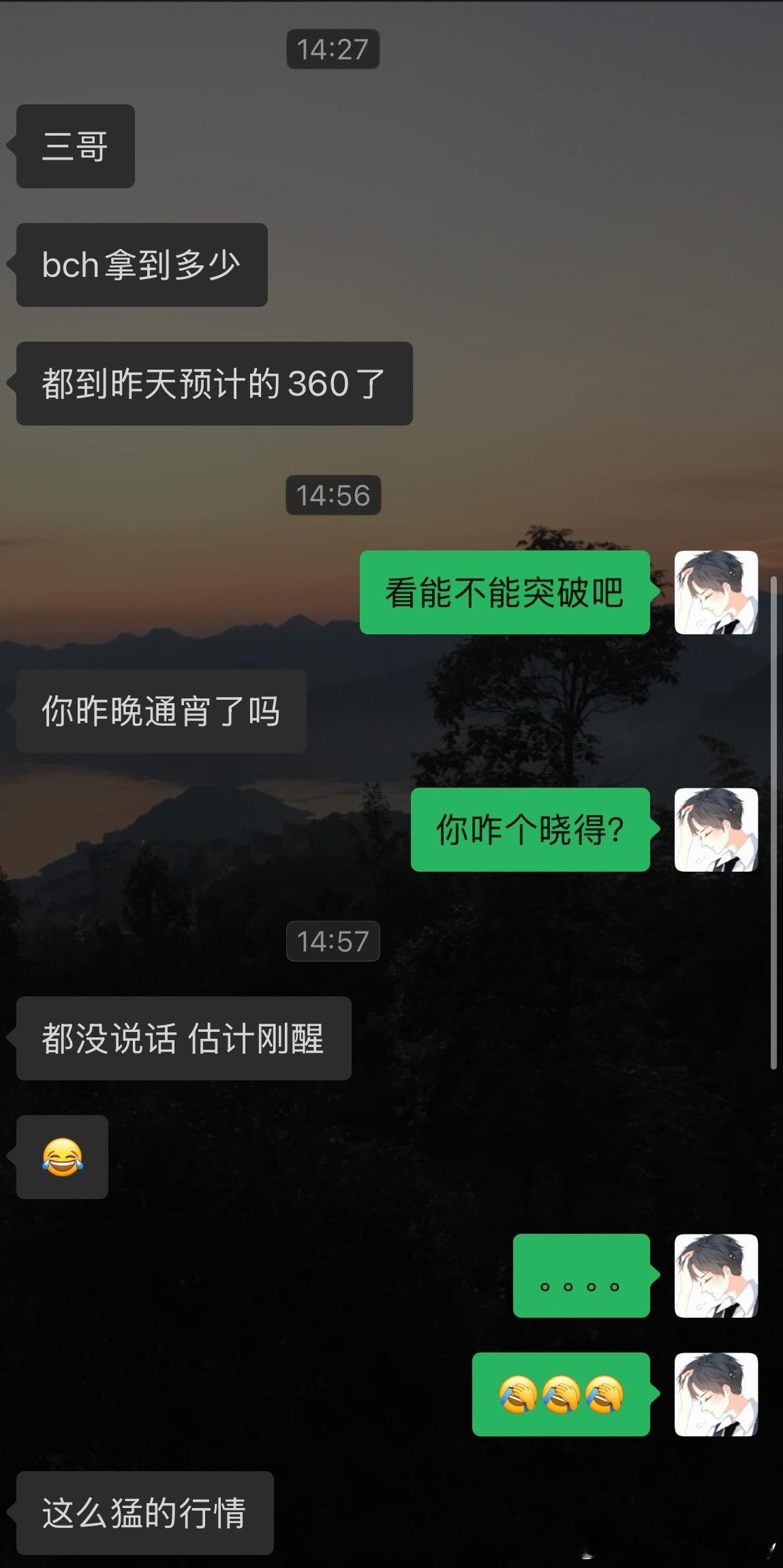 关于bch的后续只要能走出来突破就一直拿吧万一走zec的路子呢是不是不然到时候又