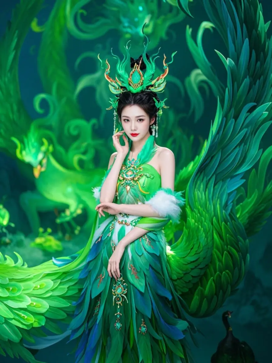 AI绿凰佳人影 打开美好生活 不一样的自己 艺术照片