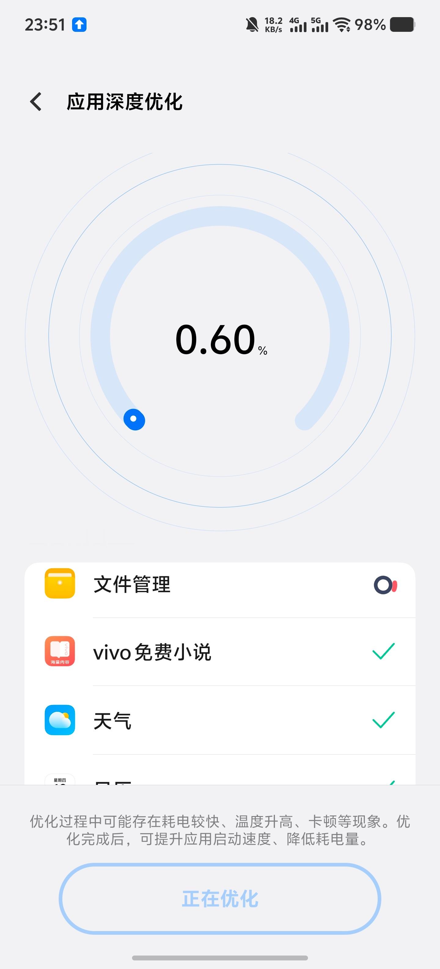 vivo每次更新完系统，都会弹出来这个应用深度优化，大家会点吗？ ​​​