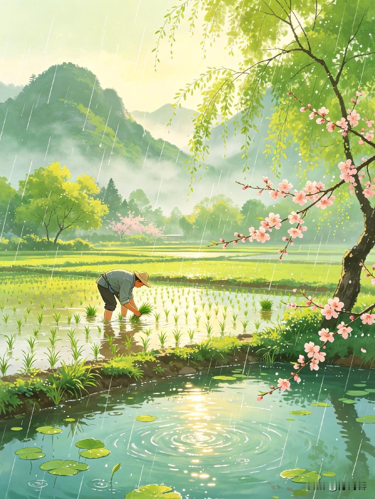 莺啼序/谷雨
文/方尚春

青冥倒垂岫色，渐春深如许。浮云散、一黛连空，漫说山气