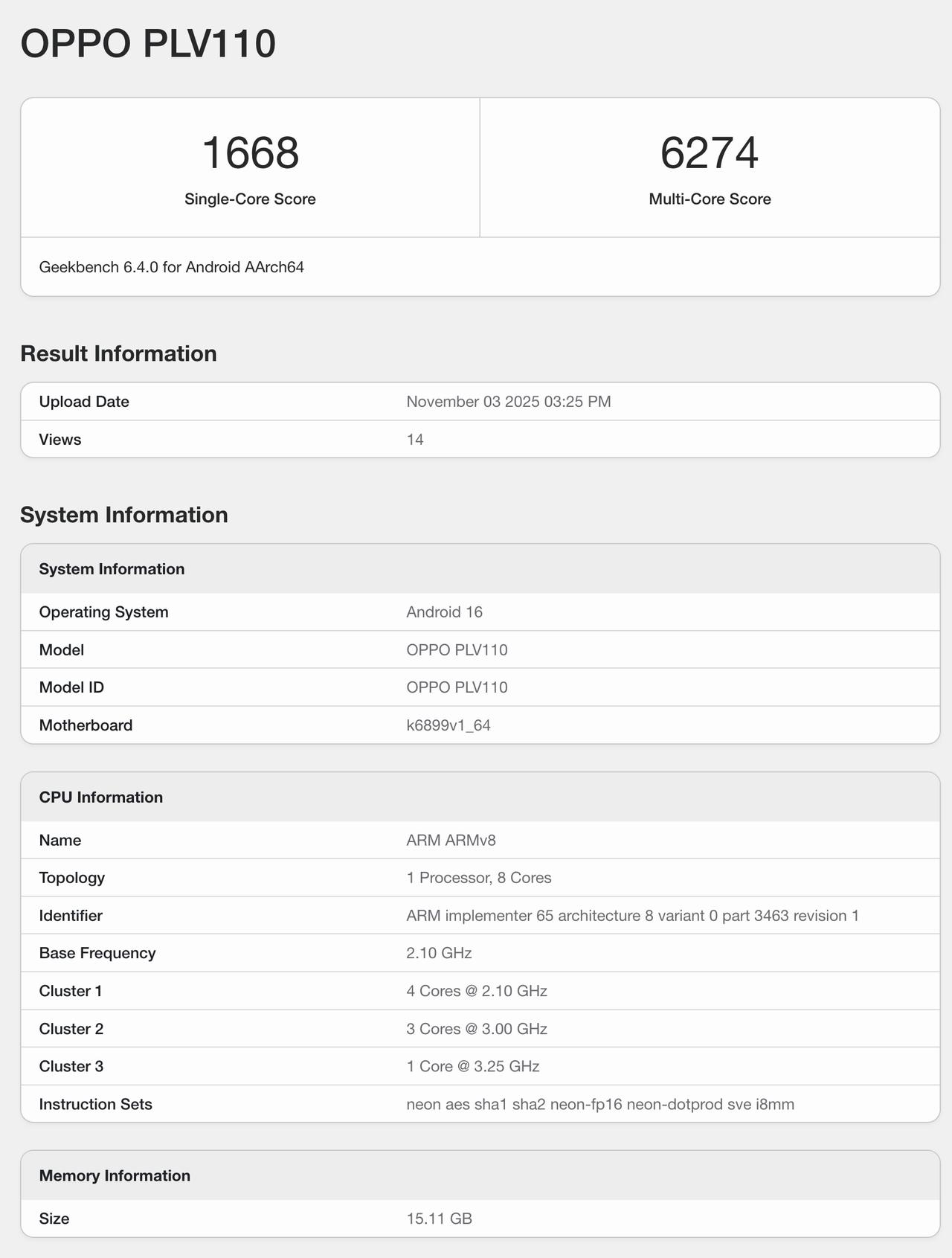 联发科天玑 8450 登上 Geekbench 6 官网，预计由 OPPO Re
