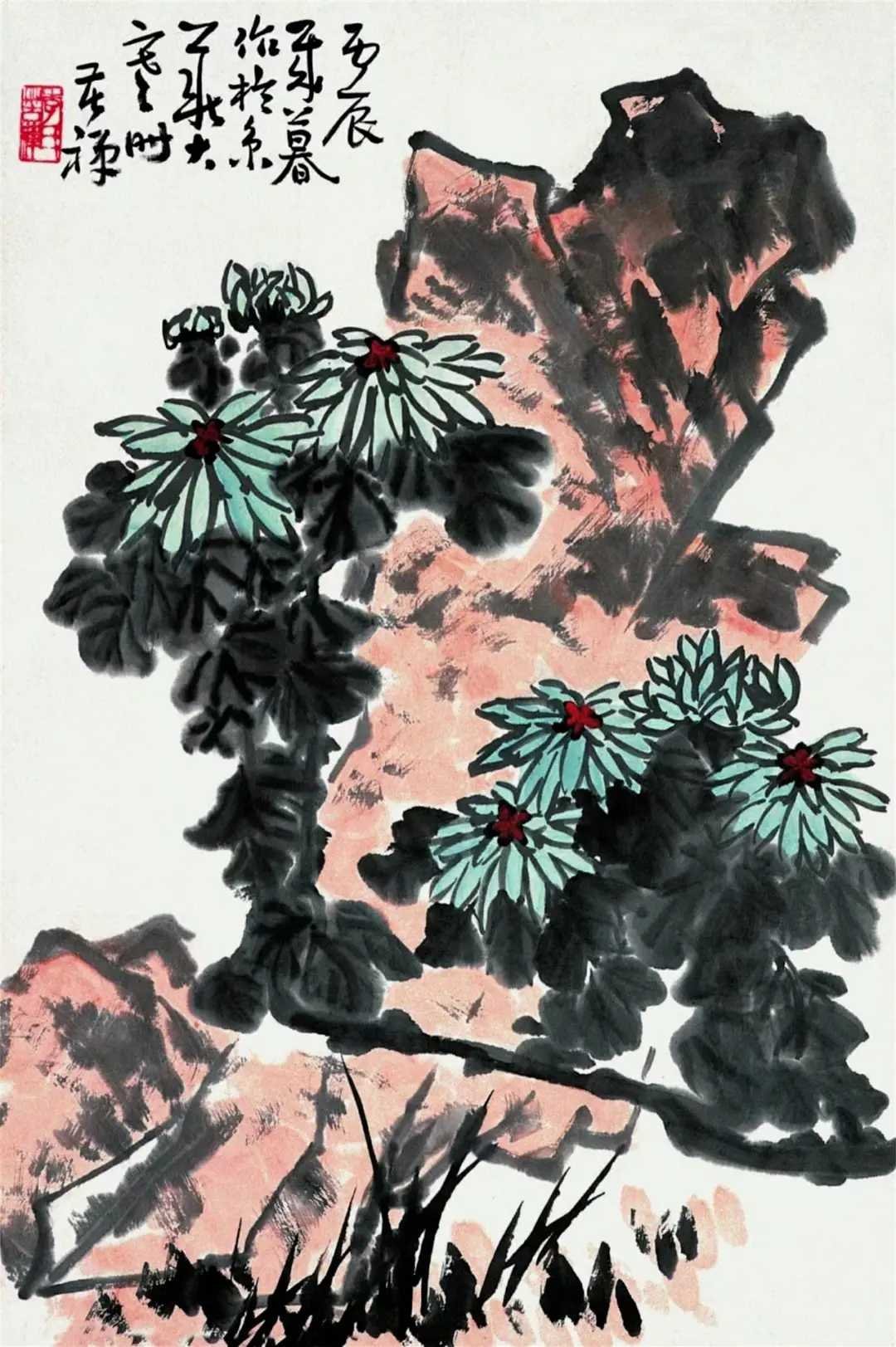 李苦禅画菊，酣畅淋漓。这就是中国风遇见艺术