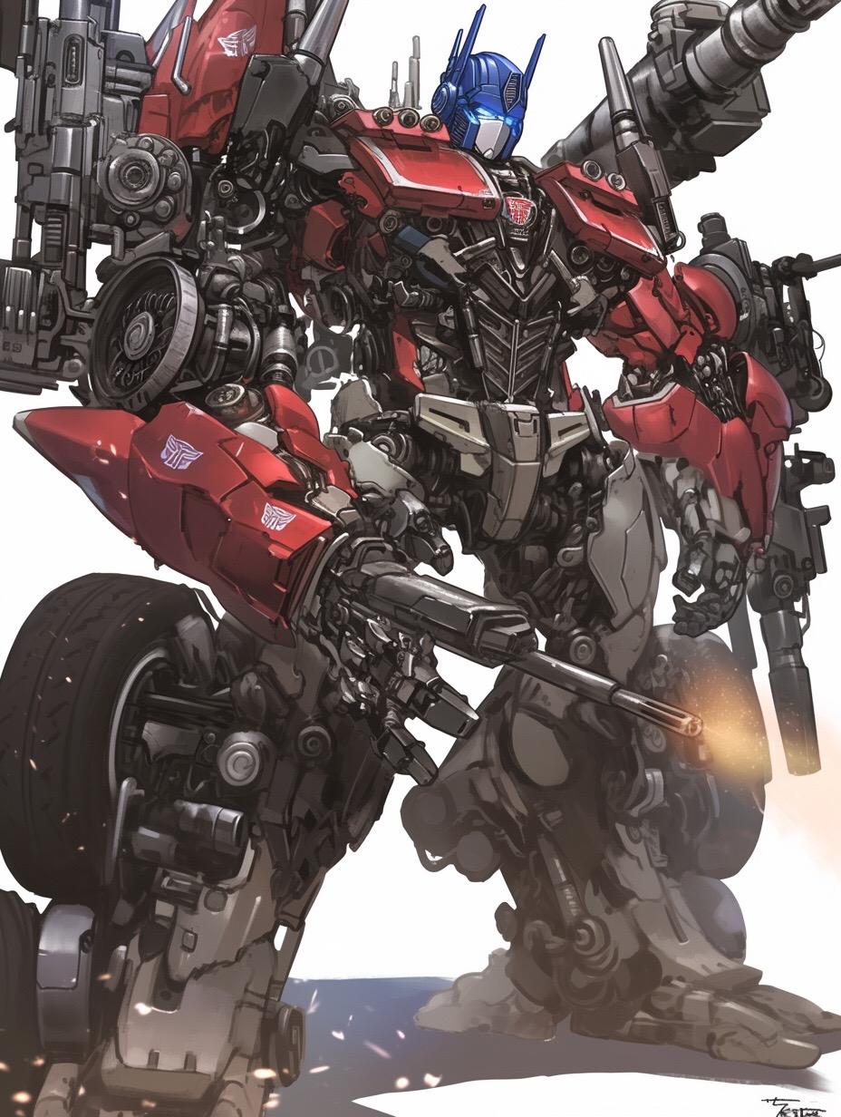 柱子哥重装武器版，火力够猛了吗？#变形金刚 #擎天柱 #机甲 #aigc #人人