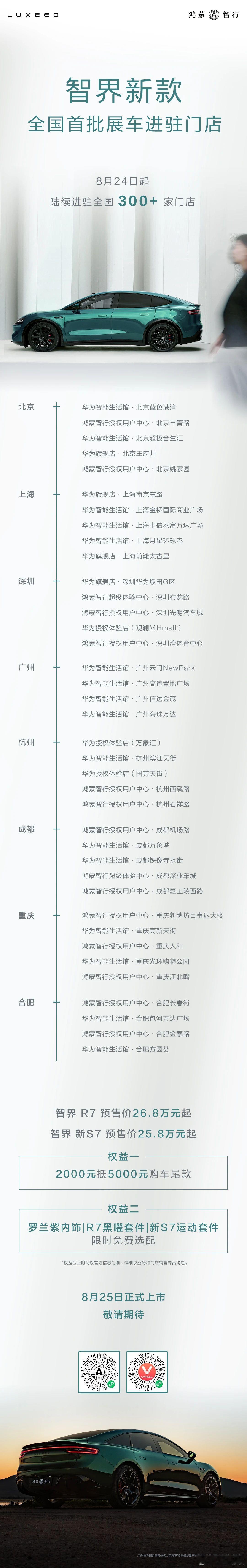 智界 新款，全国超300家门店展车陆续到店！智界新款1小时小订破10000台 ​