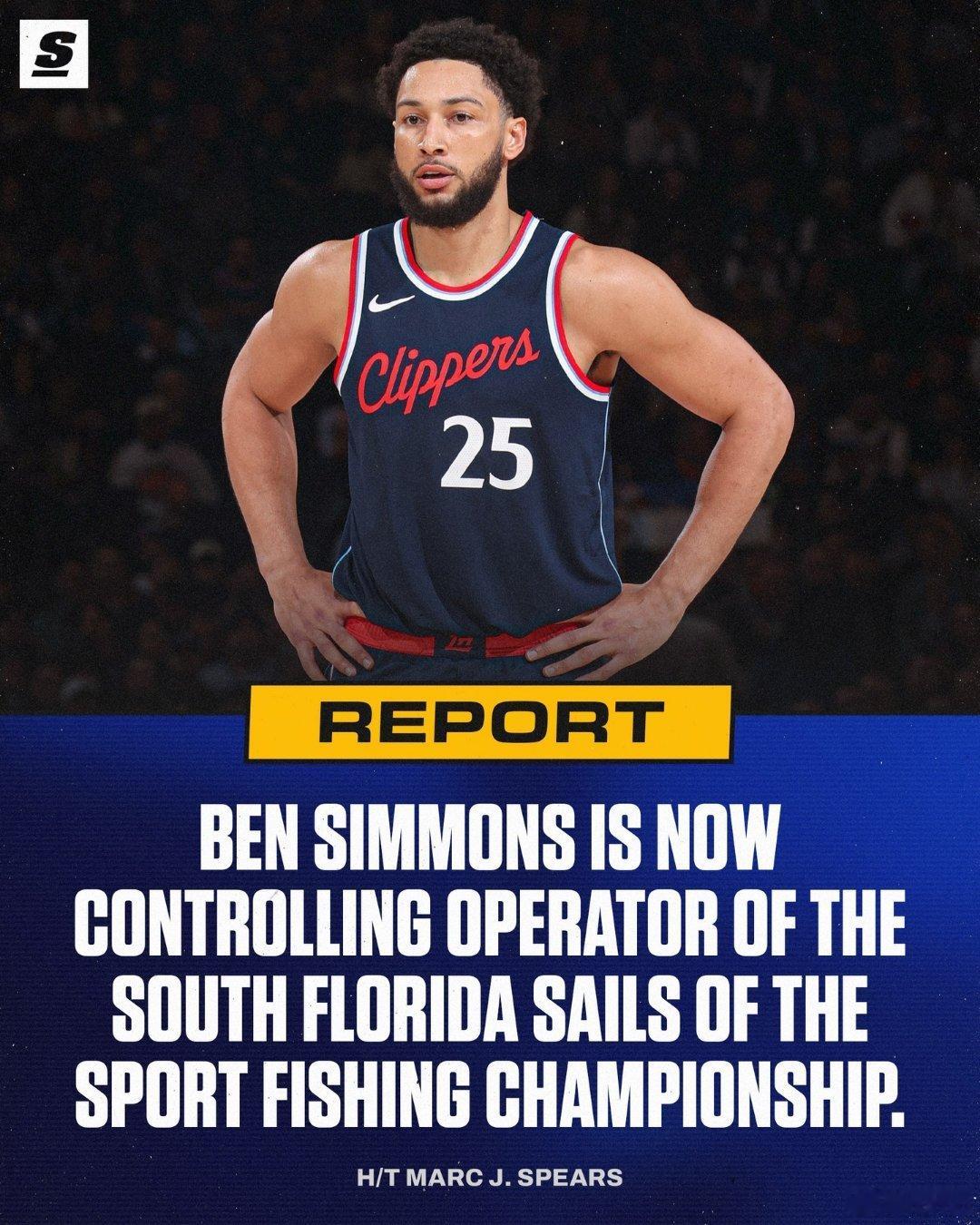 回归NBA遥遥无期，本·西蒙斯正转战职业钓鱼寻求突破。据知名记者马克-斯皮尔斯报