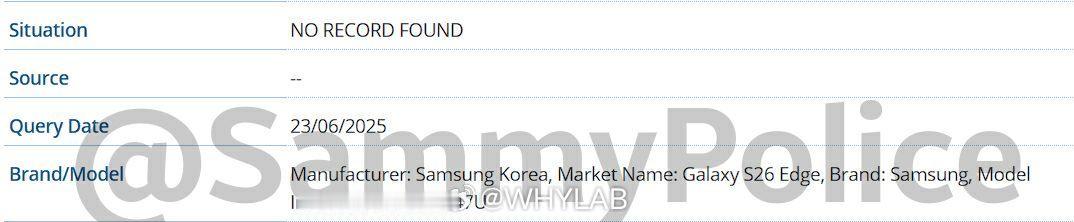 三星 Galaxy S26 系列现身 GSMA 数据库，目前只有 S26 Edg